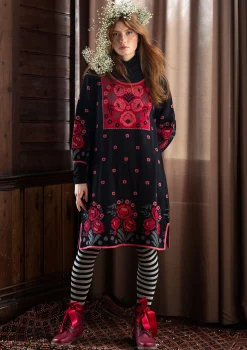 Stickad klänning "Stine" i ekologisk/återvunnen bomull-Gudrun Sjödén