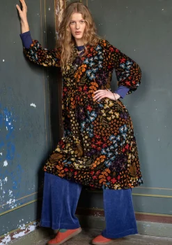 Velourklänning "Katla" i ekologisk bomull/återvunnen polyester-Gudrun Sjödén