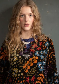 Velourklänning "Katla" i ekologisk bomull/återvunnen polyester-Gudrun Sjödén