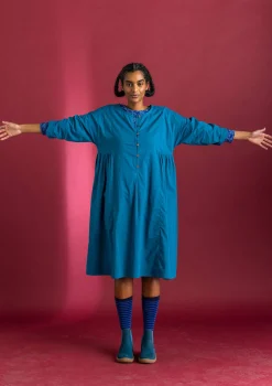 Vävd klänning ”Hedda” i ekologisk bomull-Gudrun Sjödén New